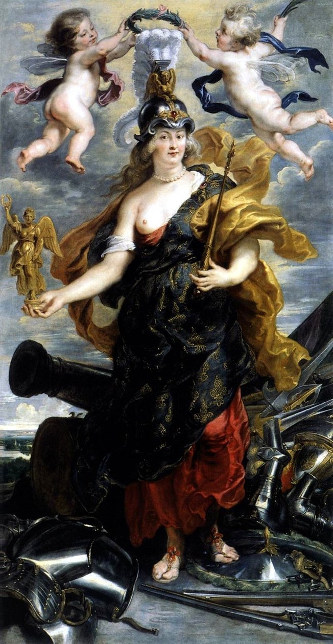 Muotokuva Marie de Médicis en reine triomphante tai Portrait de Marie de Médicis en Bellone tekijältä Peter Paul Rubens