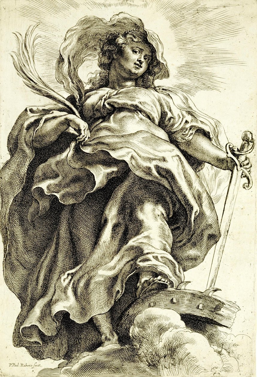 Pyhä Katariina (Aleksandriasta) pilvissä tekijältä Peter Paul Rubens