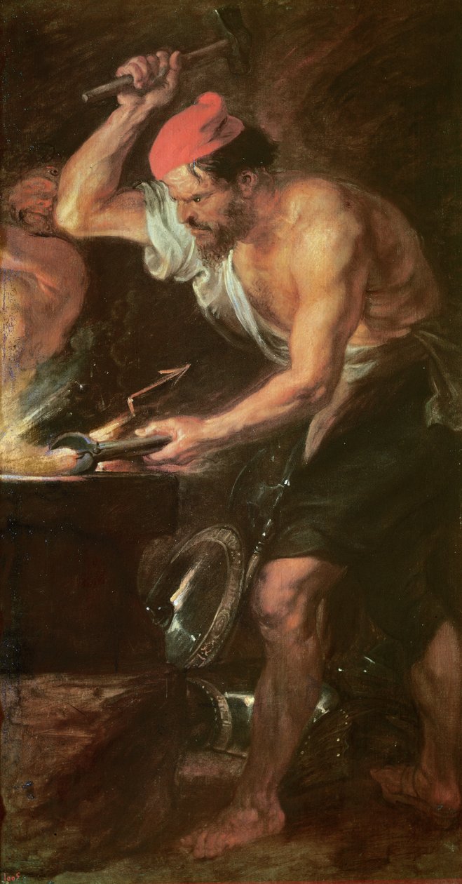 Vulcanus takoo Jupiterin salamapultteja, 1636-38. tekijältä Peter Paul Rubens