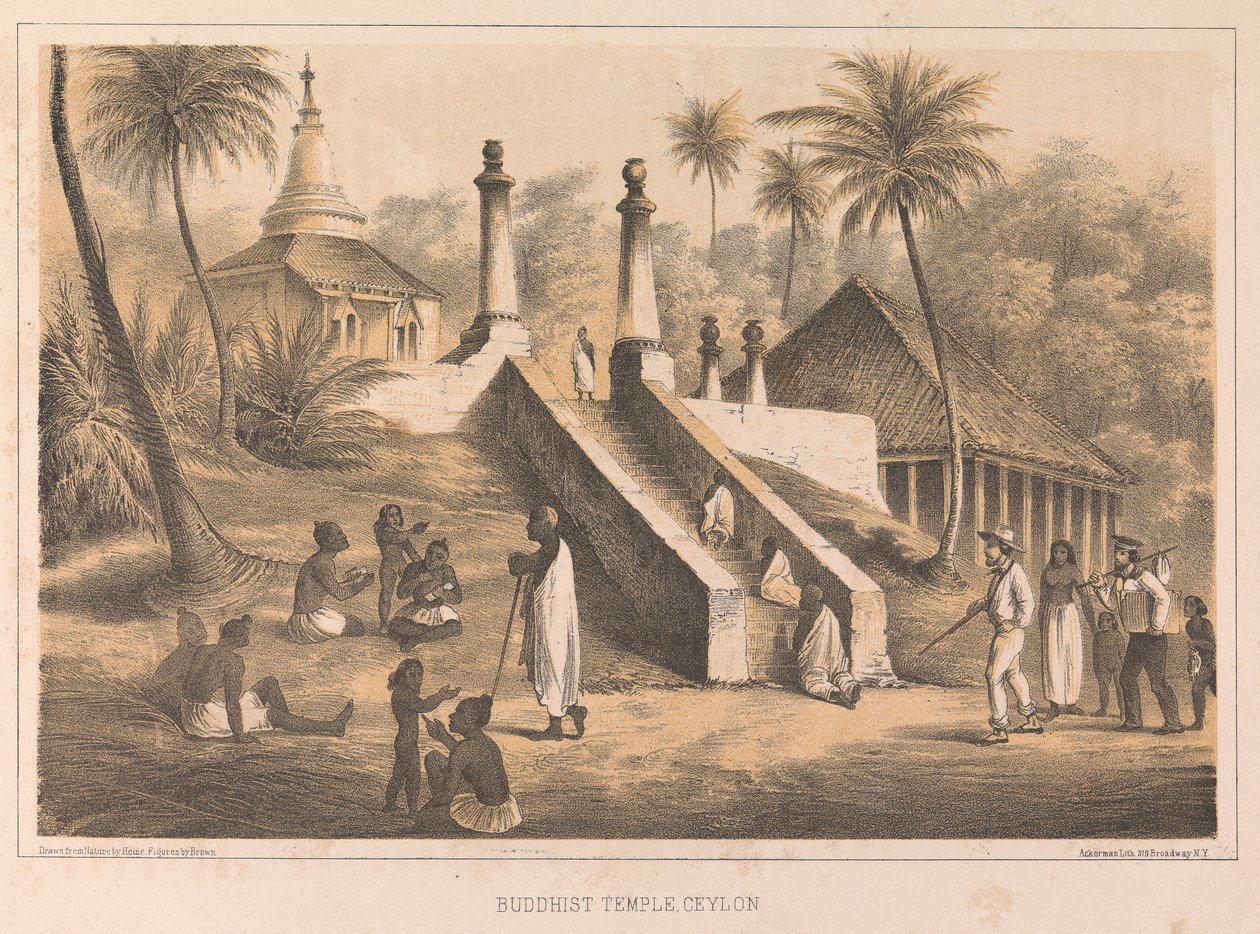 Buddhalainen temppeli, Ceylon tekijältä Peter Bernhard Wilhelm Heine