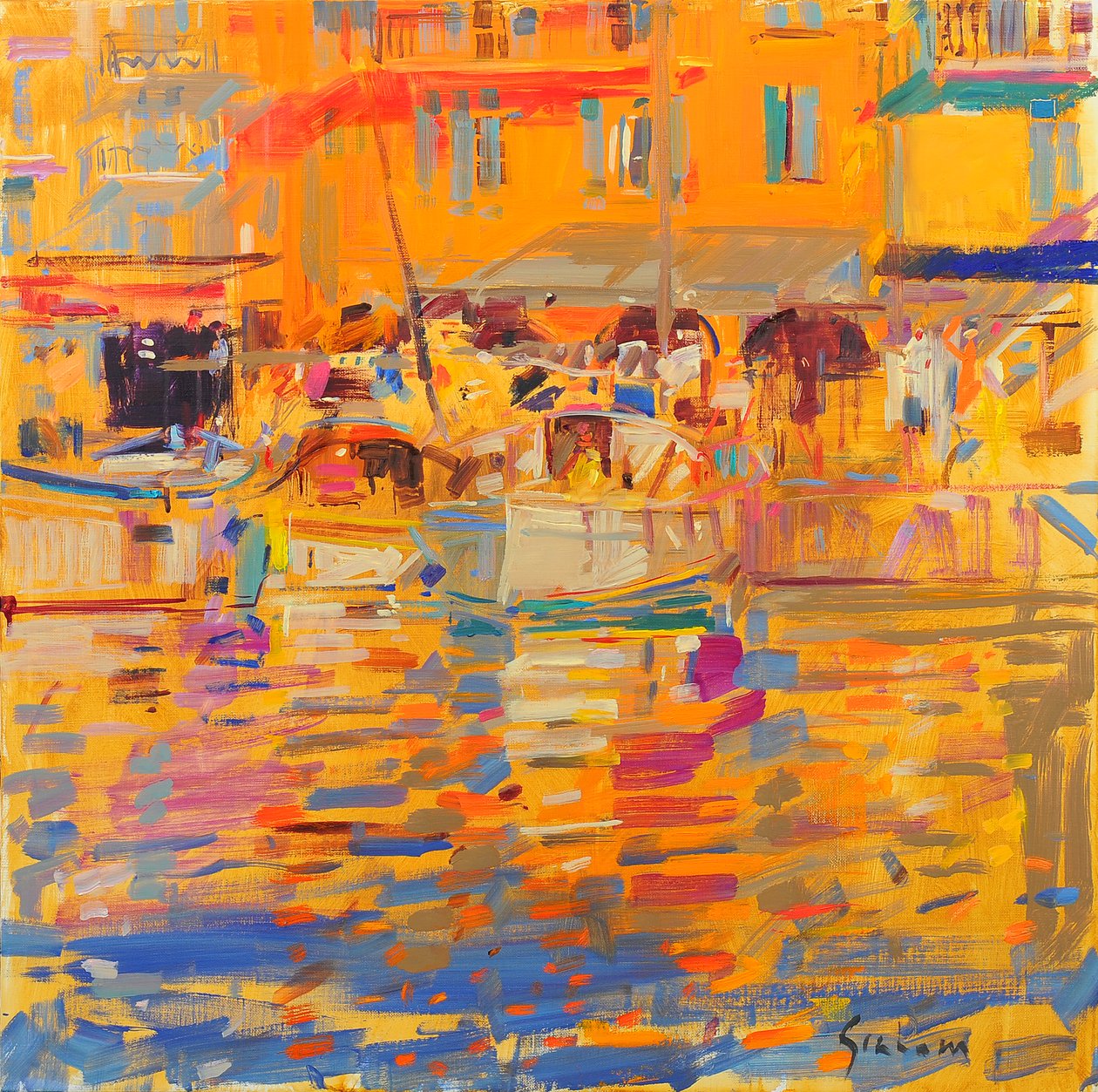 Veneitä satamassa Saint Tropez tekijältä Peter Graham (Contemporary)