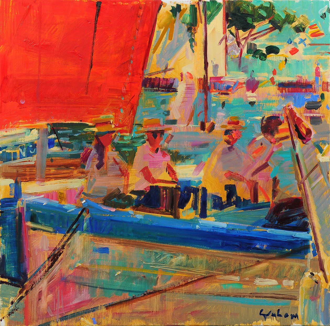 Hohtava meri Saint Tropez tekijältä Peter Graham (Contemporary)