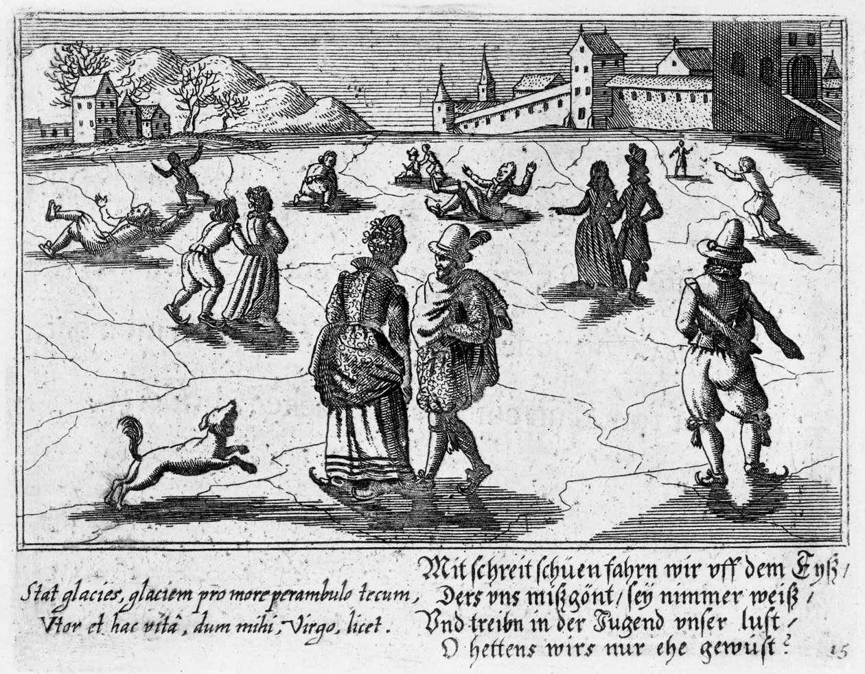 Pariskunta luistelemassa, noin 1650 tekijältä Peter I Rollos