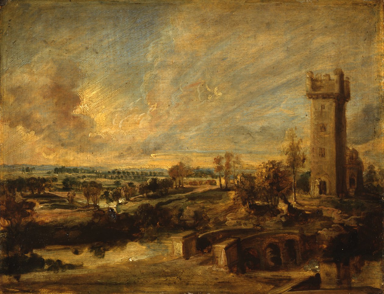 Maisema ja torni tekijältä Peter Paul Rubens