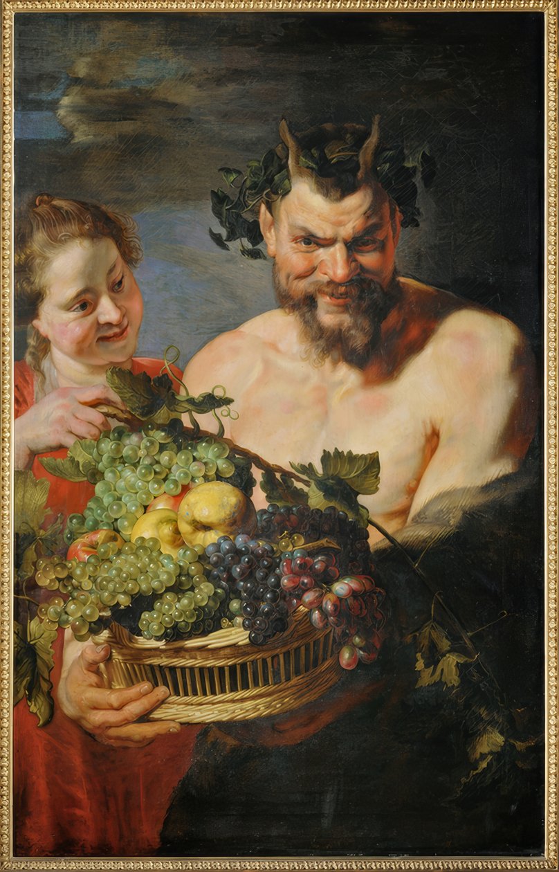 Satyr und Mädchen mit Früchtekorb tekijältä Peter Paul Rubens