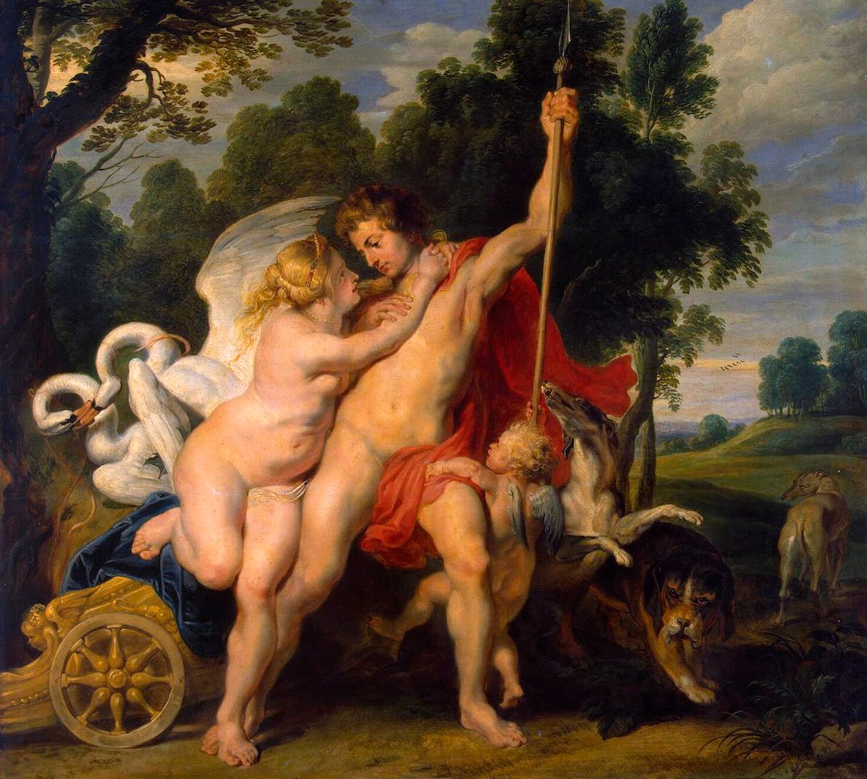 Venus ja Adonis, 1614 tekijältä Peter Paul Rubens