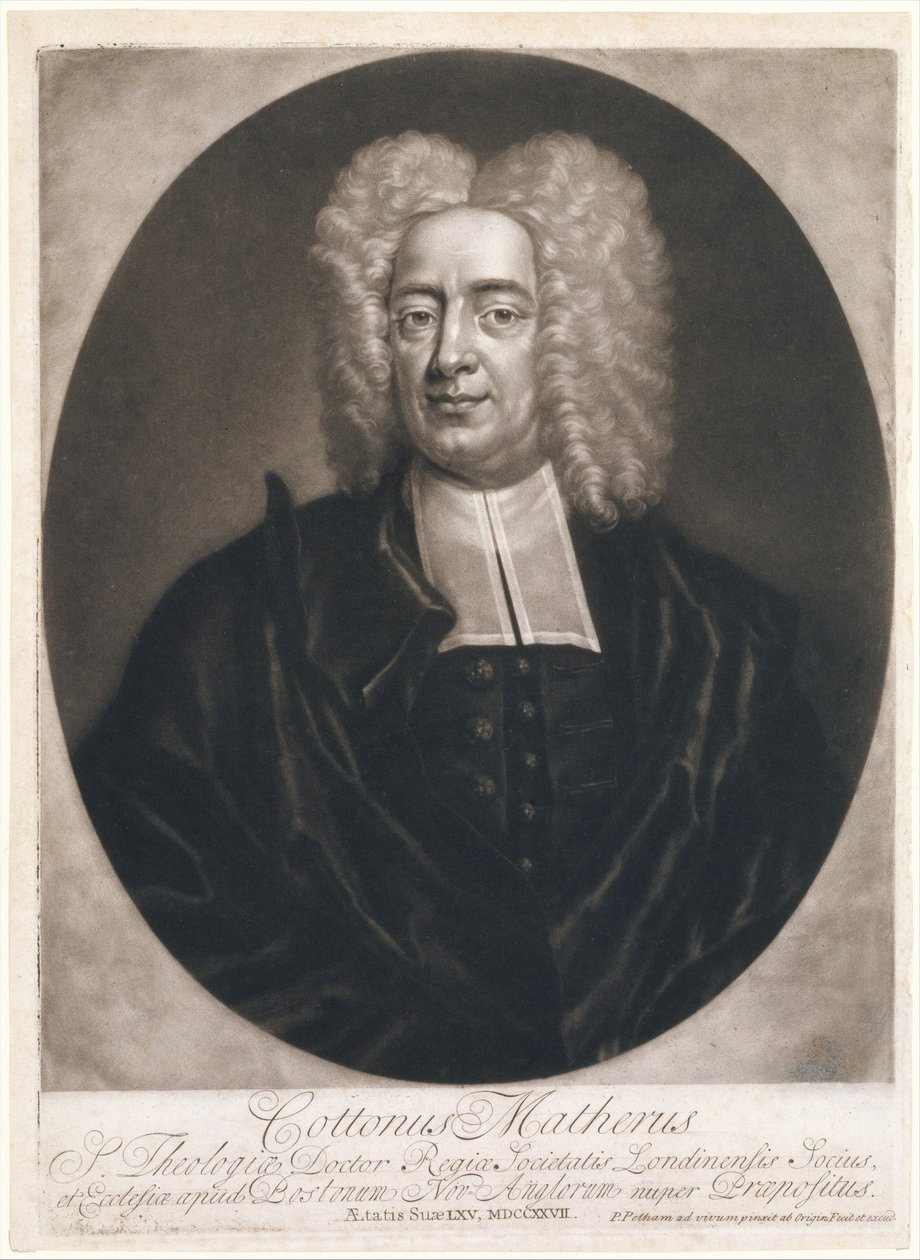 Cottonus Matheris Cotton Mather, 1728, 1728. tekijältä Peter Pelham