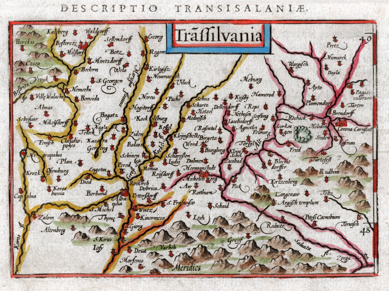 Transilvanian kartta 1616 tekijältä Petrus Bertius