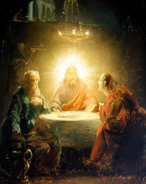 Kristusta rikkova leipä (öljy paneelissa) tekijältä Petrus van Schendel