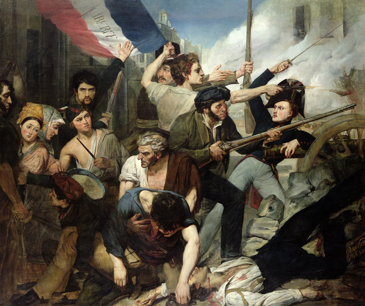 Kohtaus vuoden 1830 vallankumouksesta tekijältä Philibert Rouviere