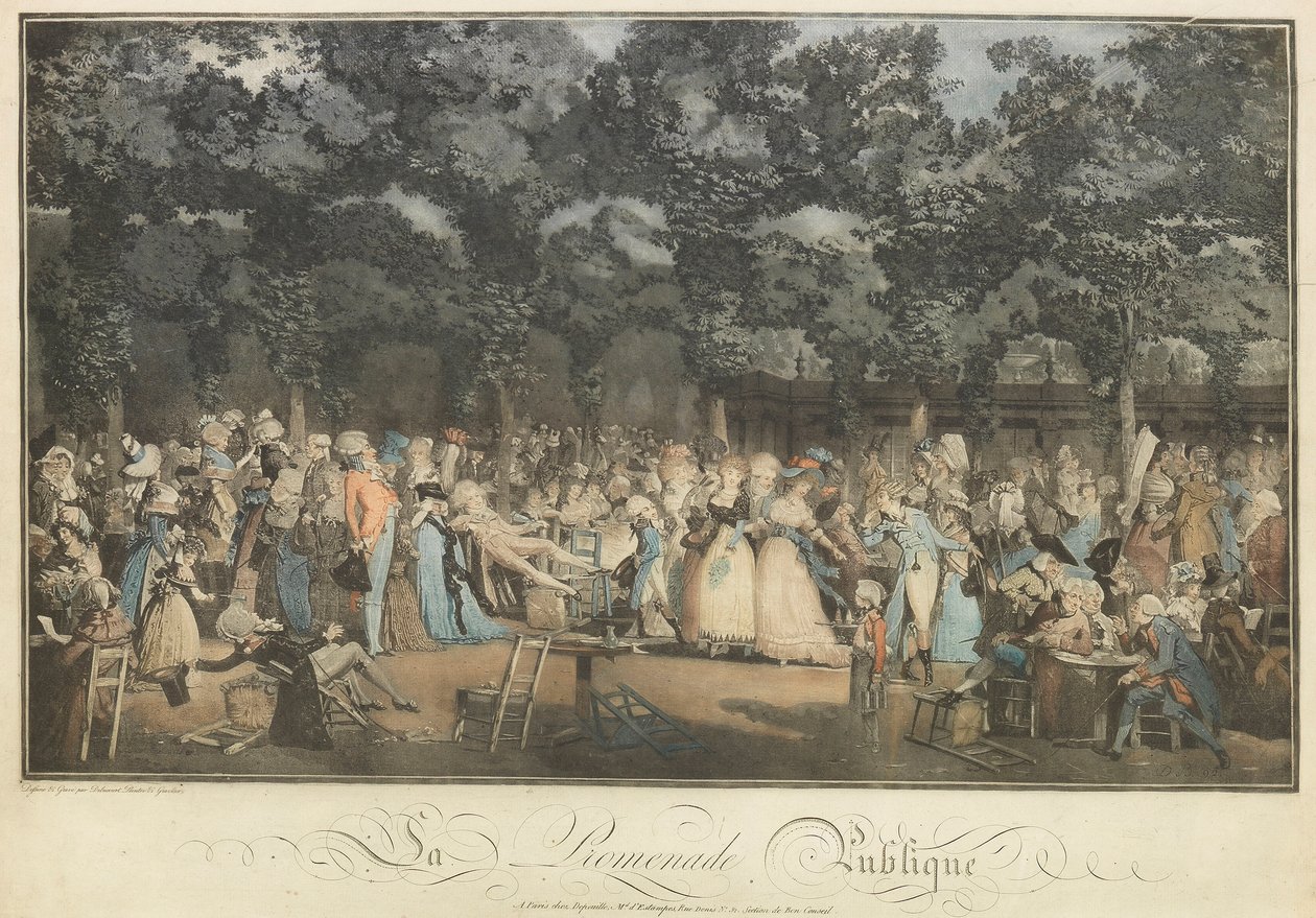 Julkinen kävelykatu, 1792. tekijältä Philibert Louis Debucourt