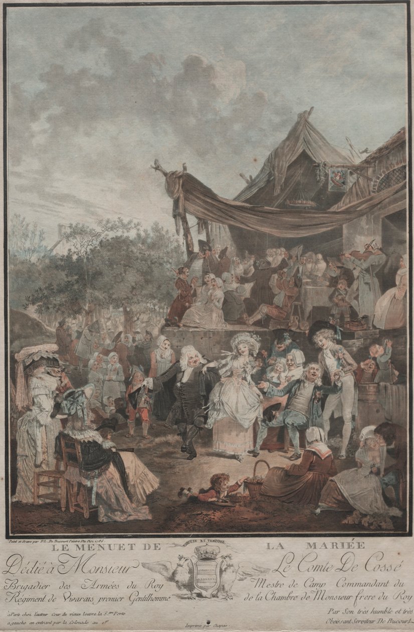 Morsiamen menuetti, 1786. tekijältä Philibert Louis Debucourt
