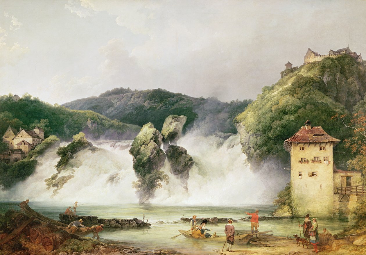 Reinin vesiputous Schaffhausenissa, 1775 tekijältä Philippe Jacques de Loutherbourg
