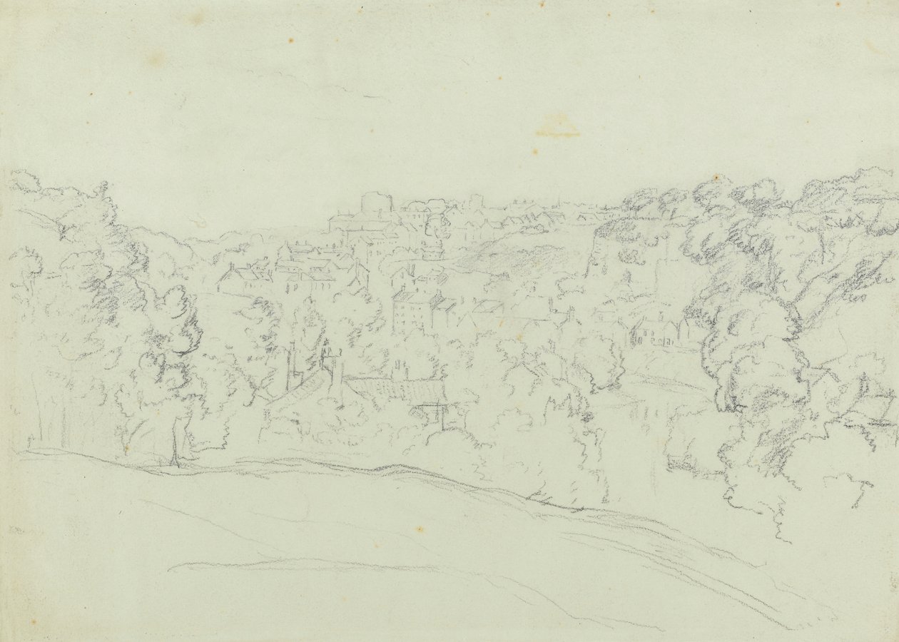 Bridgenorth (grafiitti harmaanvihreälle paperille, kerrostettu) tekijältä Philip Wilson Steer