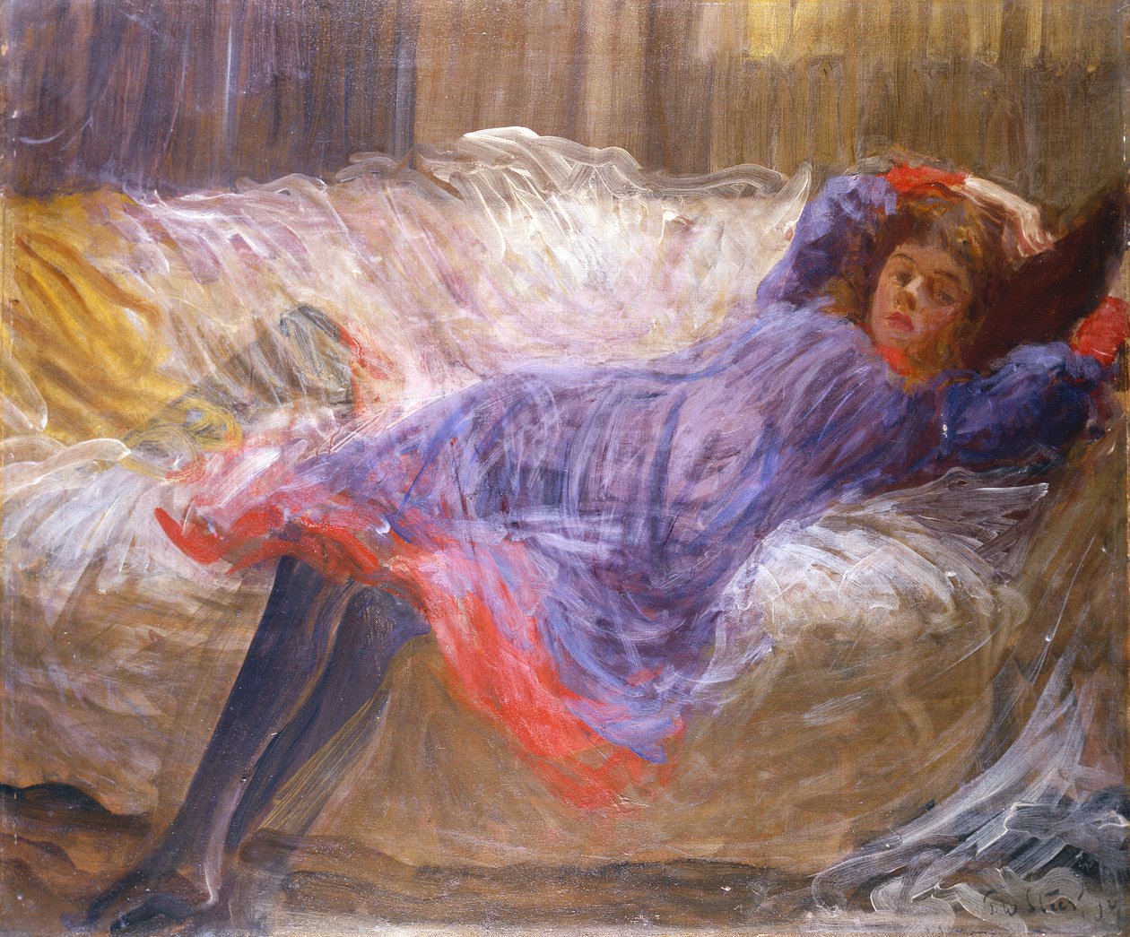 Tyttö makaamassa sohvalla tekijältä Philip Wilson Steer
