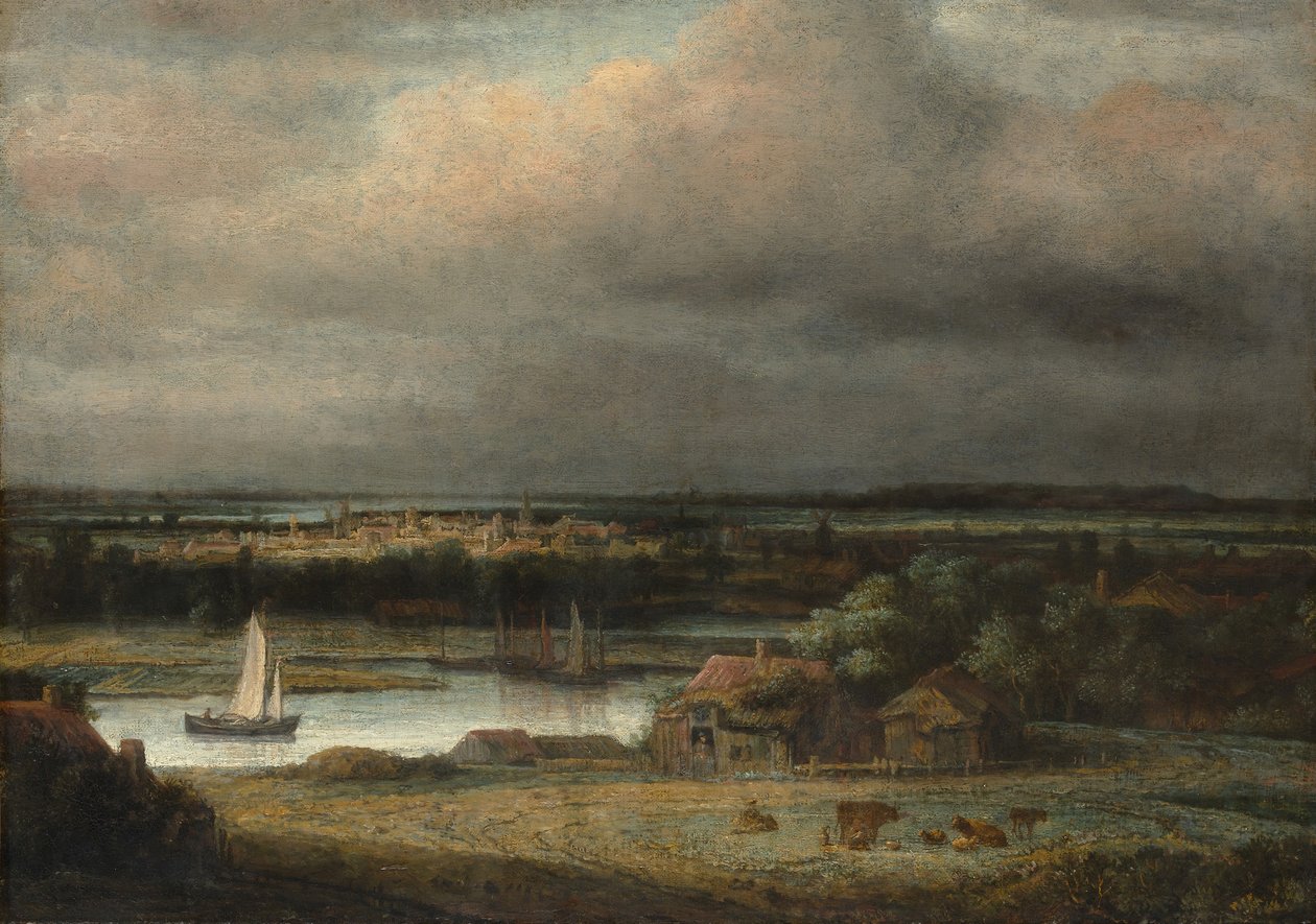 Leveä jokimaisema, n. 1648-49. tekijältä Philip Koninck