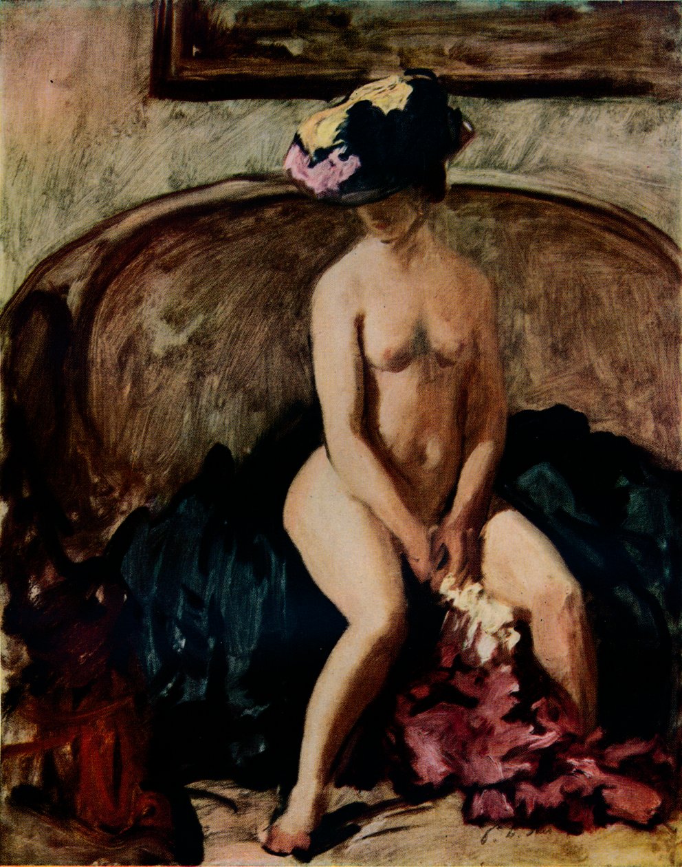 Istuva alastonkuva: The Black Hat, c1900 tekijältä Philip Wilson Steer