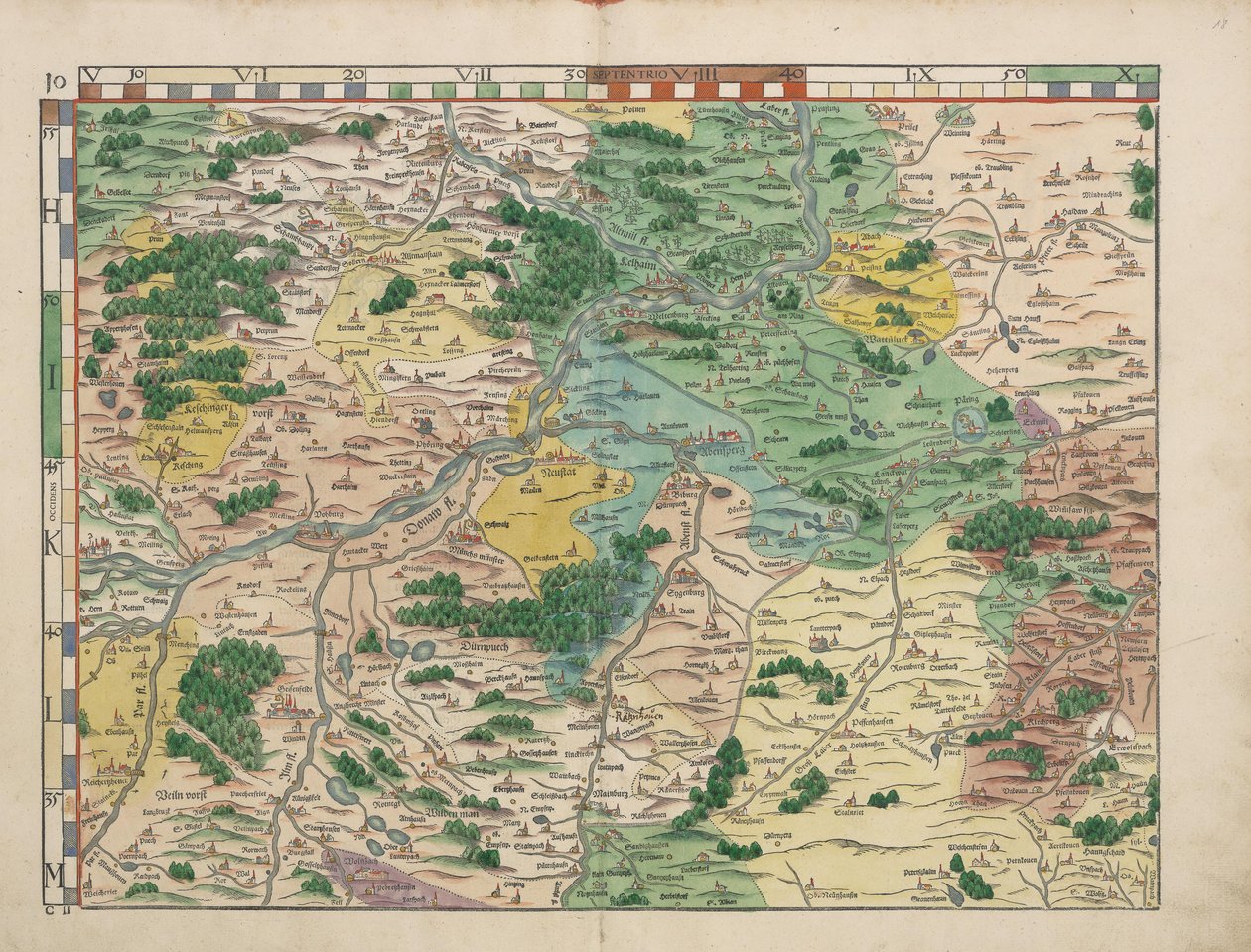 Bairische Landtafeln von 1568 (Tafel 10) tekijältä Philipp Apian