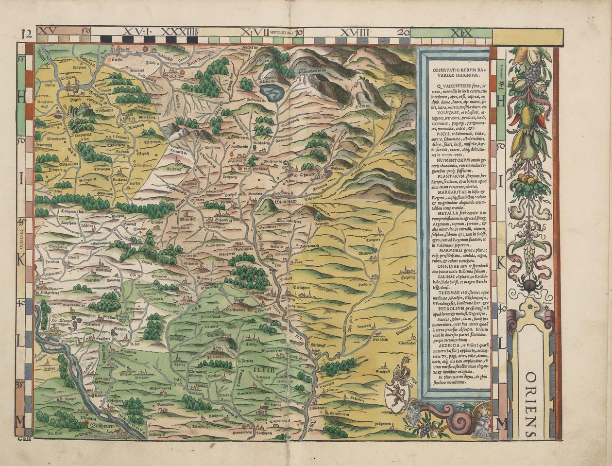 Bairische Landtafeln von 1568 (Tafel 12) tekijältä Philipp Apian