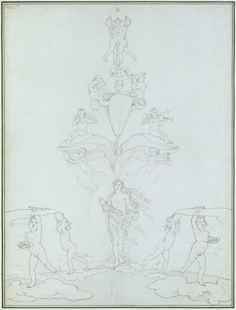 Aamu, 1803 (muste paperille) tekijältä Philipp Otto Runge