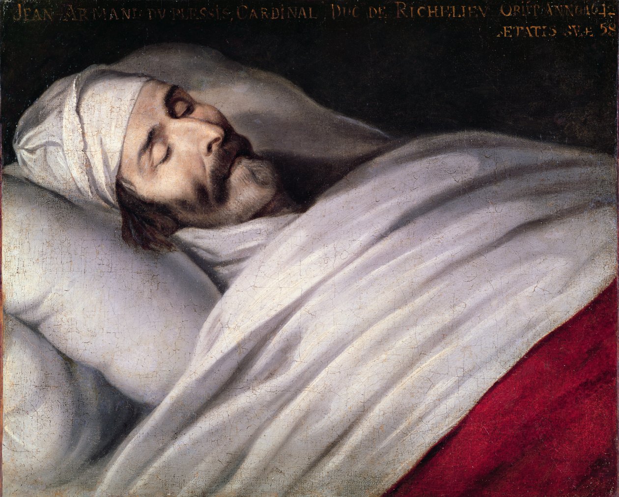 Kardinaali Richelieu (1585-1642) kuolinvuoteella tekijältä Philippe de Champaigne