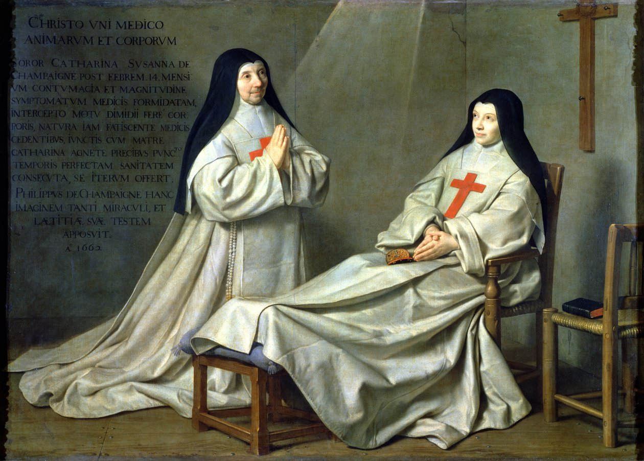 Muotokuva äiti Catherine-Agnes Arnauldista (1593-1671) ja sisar Catherine of St. Suzanne Champaigne (1636-86) taiteilijan tyttärestä, 1662 (katso yksityiskohdat 89737) tekijältä Philippe de Champaigne
