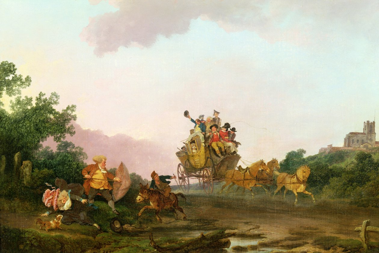 Revelers on a Coach, n. 1785-1790 tekijältä Philippe Jacques de Loutherbourg