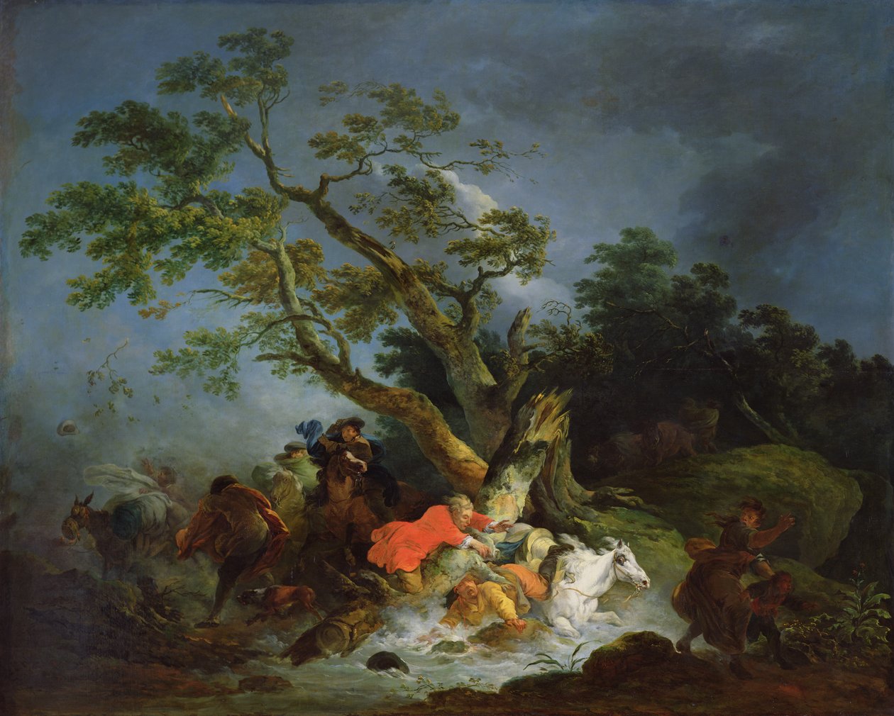Travellers Caugh in a Storm, noin 1770 tekijältä Philippe Jacques de Loutherbourg