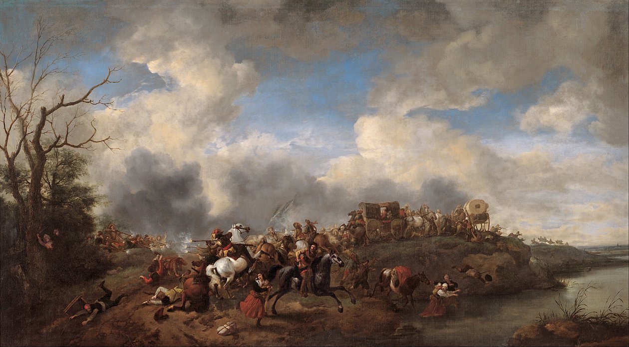 Ratsuväen taistelu tekijältä Philips Wouwerman
