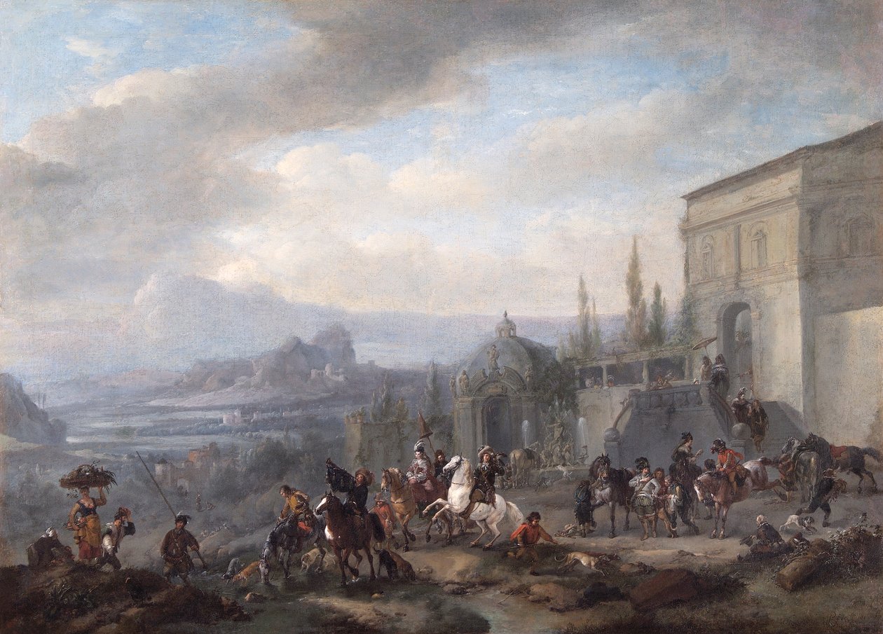 "Hawking Partyn lähtö", 1650-luku tekijältä Philips Wouwerman