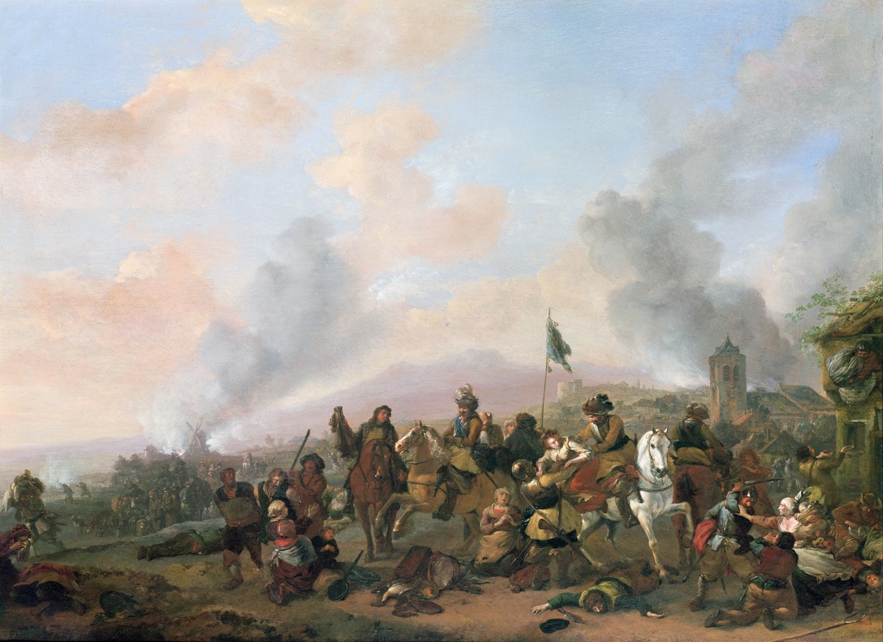 Kylän ryöstö tekijältä Philips Wouwerman