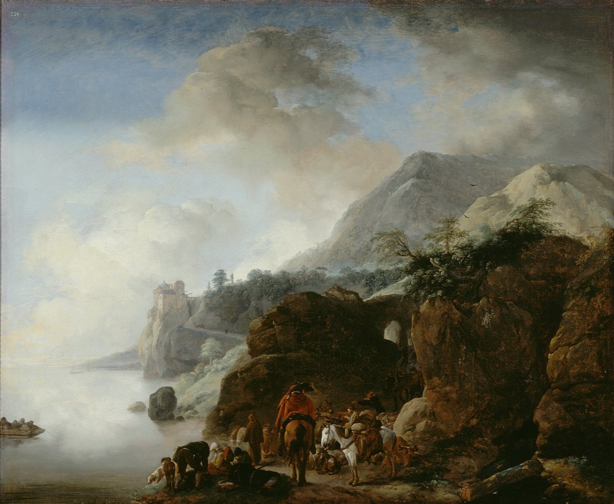 Matkustajat odottavat lauttaa tekijältä Philips Wouwermans or Wouwerman