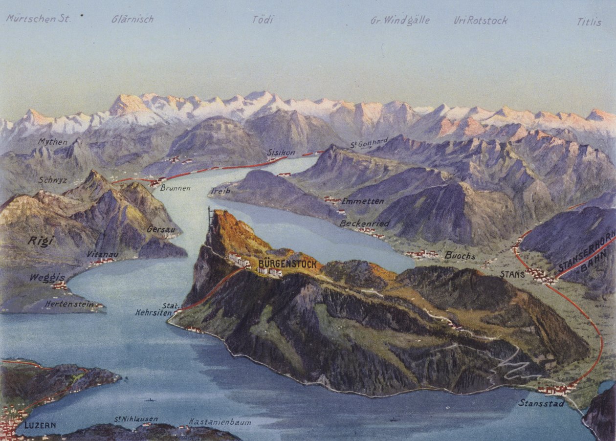 Burgenstock ja Luzernin järvi (värikuva) tekijältä Photographer Swiss