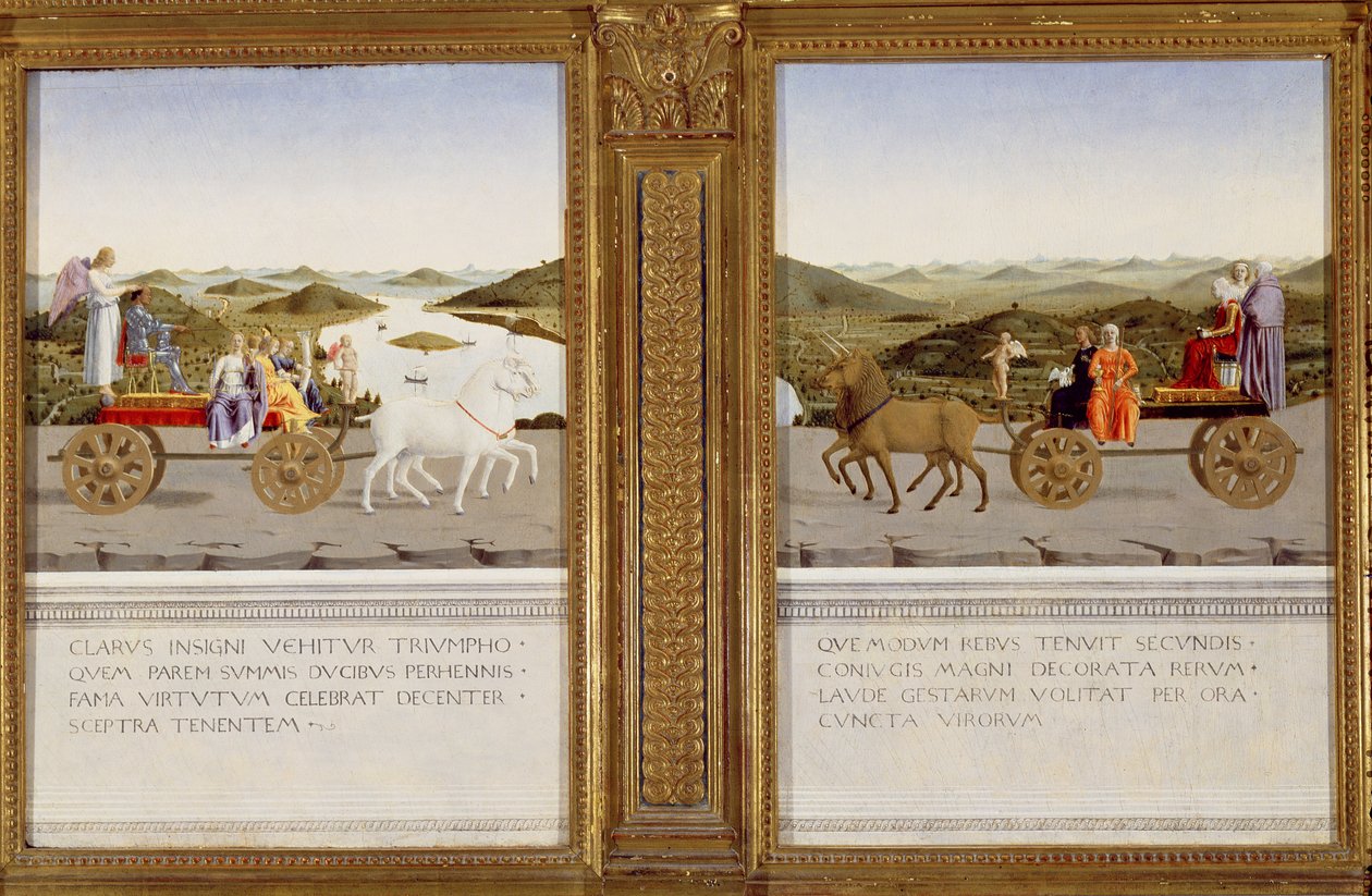 Federico da Montefeltron, Urbinon herttuan ja Battista Sforzan allegoriset voitot tekijältä Piero della Francesca