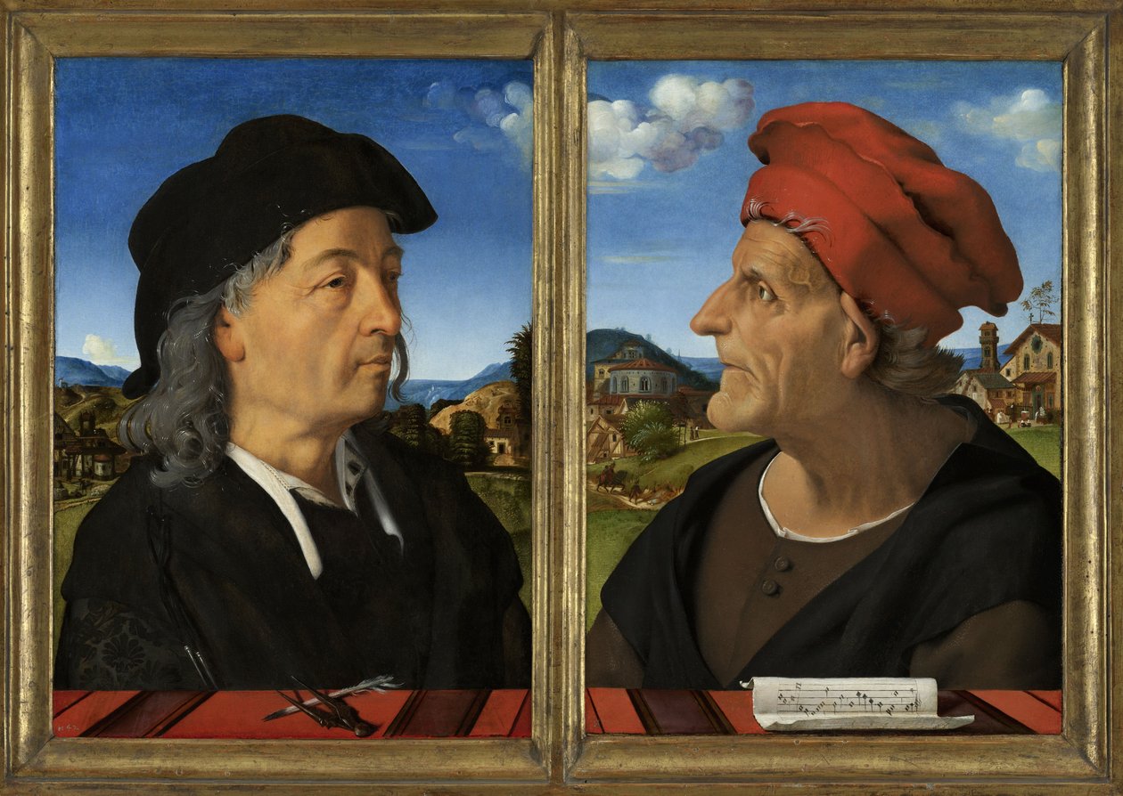 Giuliano ja Francesco Giamberti da Sangallon muotokuvat, 1482-5. tekijältä Piero di Cosimo