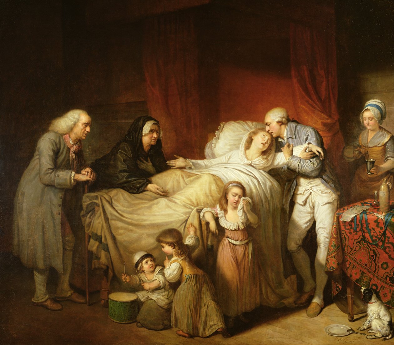 Rakkaan vaimon viimeiset hetket, 1784 tekijältä Pierre Alexandre Wille