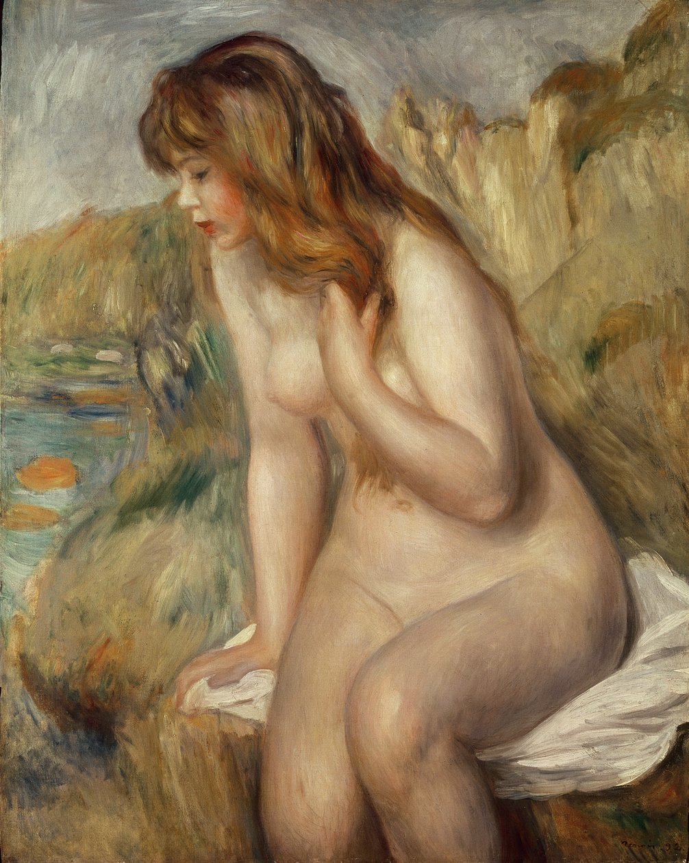 Uimari istuu kivellä, 1892 tekijältä Pierre Auguste Renoir