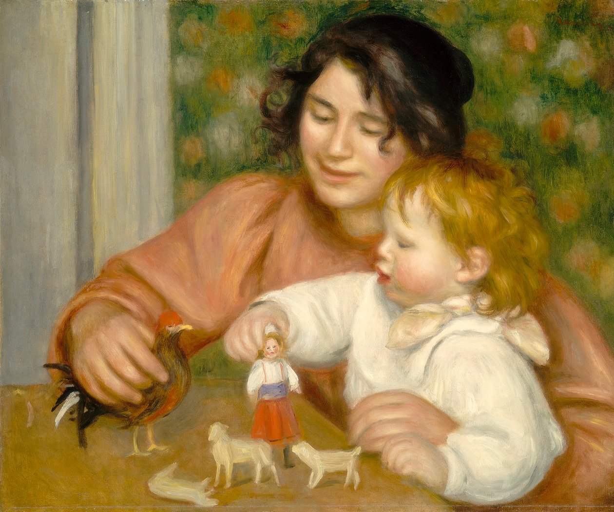 Lapsi lelujen kanssa, Gabrielle ja taiteilijan poika Jean, 1895-96. tekijältä Pierre Auguste Renoir