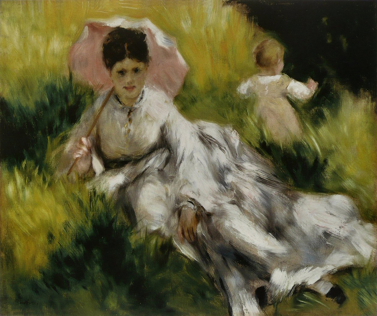 Femme à lombrelle et enfant tekijältä Pierre Auguste Renoir