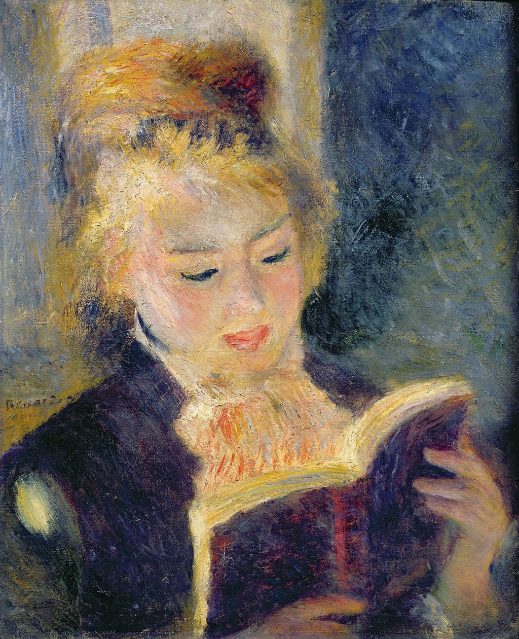 Lukeva tyttö, 1874 tekijältä Pierre Auguste Renoir