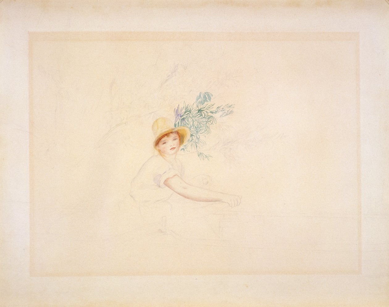 Madame Renoir veneessä, 1884-86 (lyijykynä ja wc paperille) tekijältä Pierre Auguste Renoir