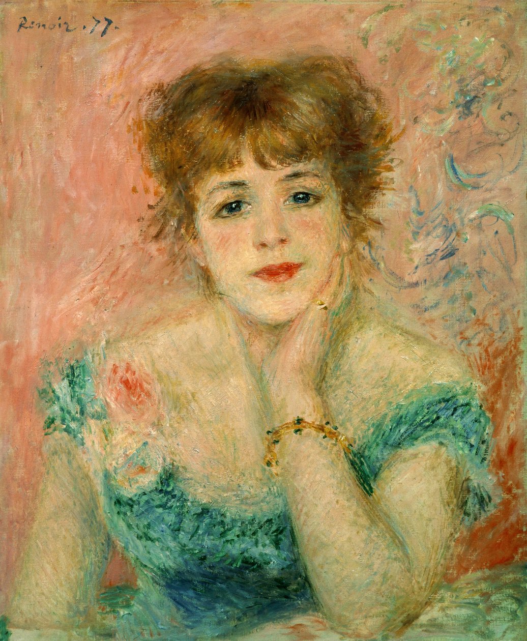 Näyttelijä Jeanne Samaryn muotokuva, 1877 (tutkimus) tekijältä Pierre Auguste Renoir