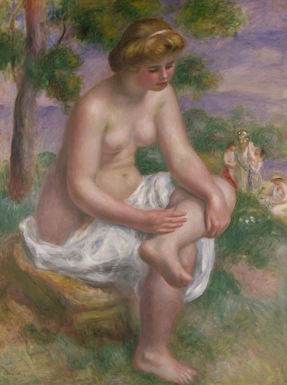 Istuva kylpejä maisemassa tai Eurydice, 1895-1900 tekijältä Pierre Auguste Renoir