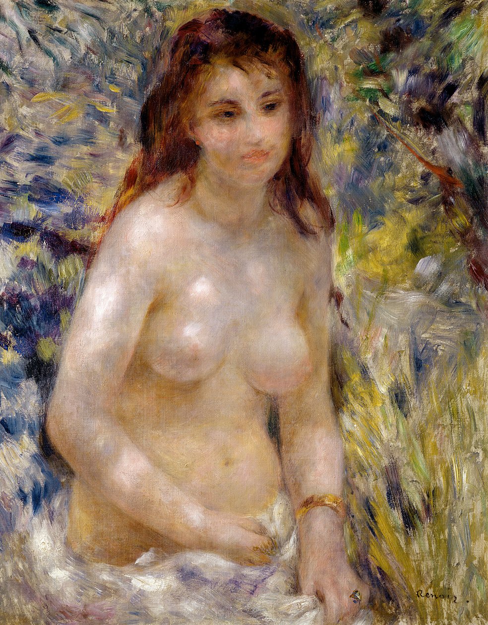 Opiskelu. Vartalo, auringonvalon vaikutus, n. 1875-76 tekijältä Pierre Auguste Renoir