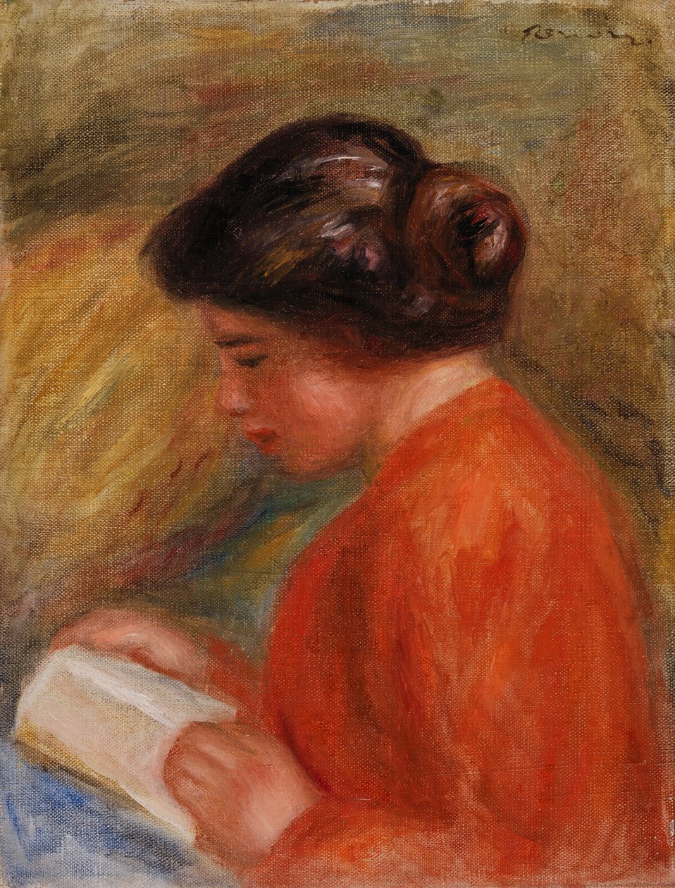 Nuori nainen lukemassa tekijältä Pierre Auguste Renoir