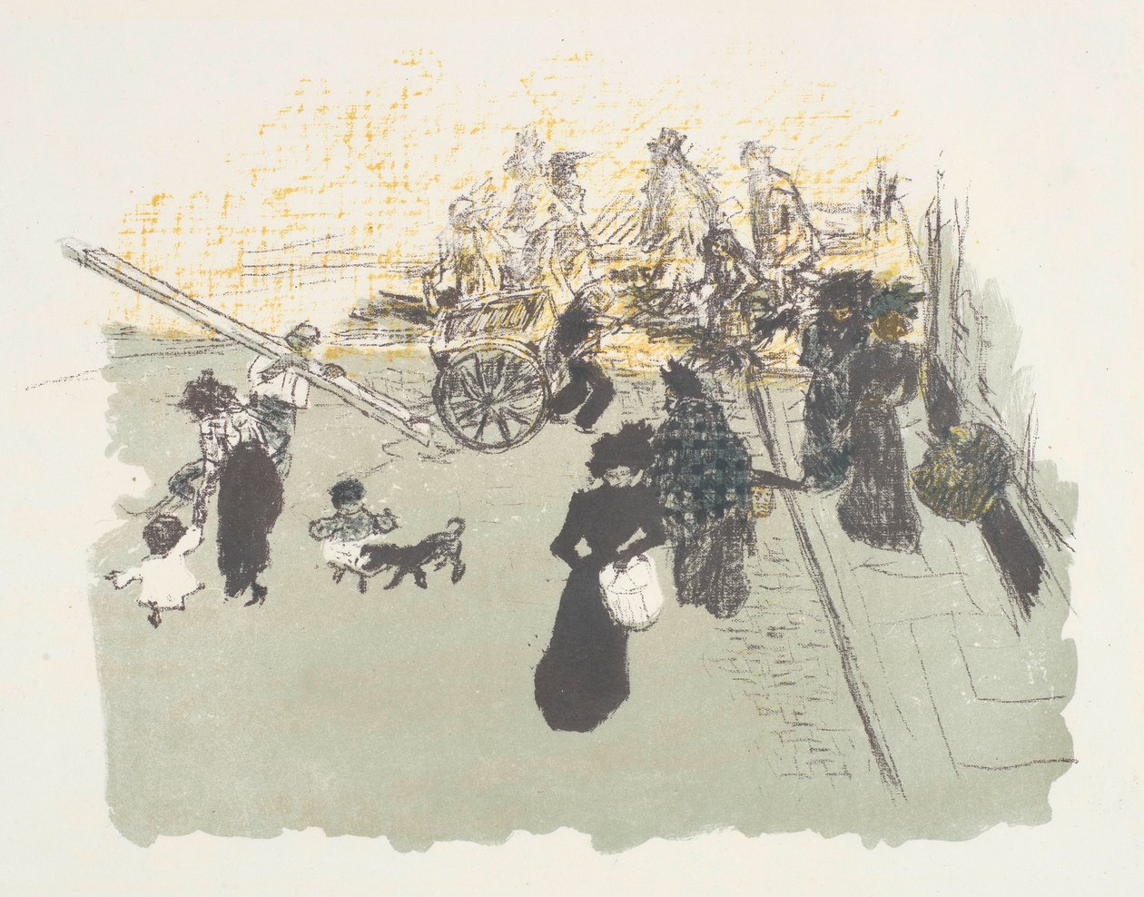 Kadunkulma, litografia sarjasta Quelques aspects de la vie de Paris. tekijältä Pierre Bonnard