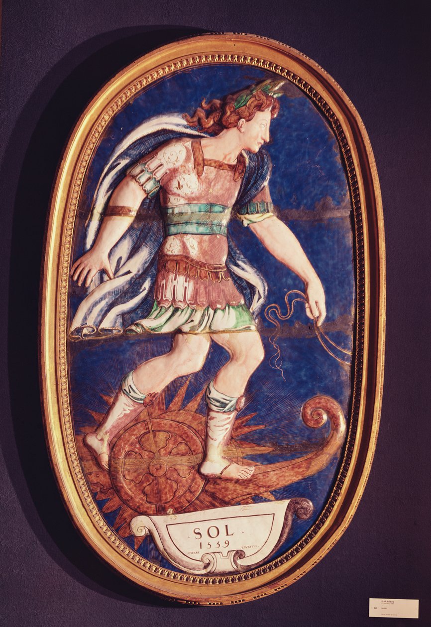 Apolloa kuvaava laatta, 1559 (maalattu emali) tekijältä Pierre I Courteys