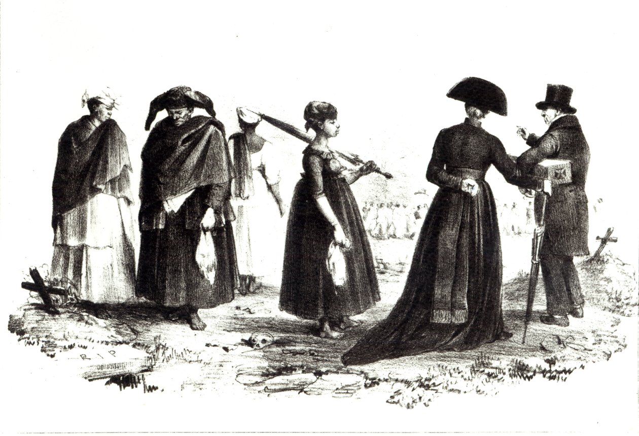 Parimaribon hautausmaa, Voyage a Surinam, 1839 tekijältä Pierre J. Benoit