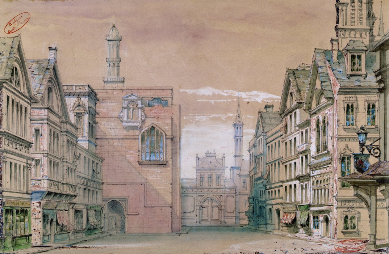 Goottilainen verho Le More de Venise dAlfred de Vignylle (1797-1863), 1829 tekijältä Pierre Luc Charles Ciceri