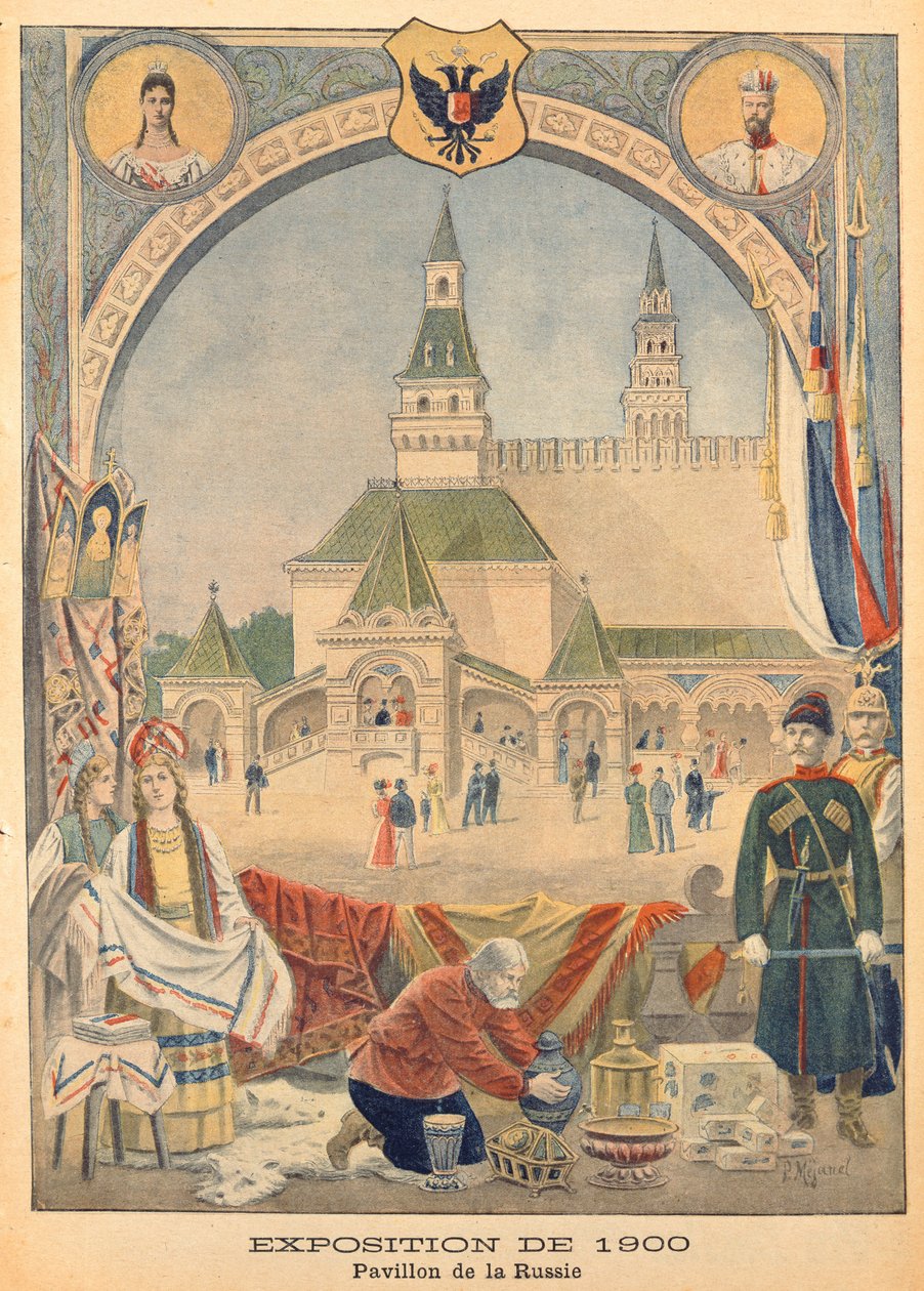 Venäjän paviljonki vuoden 1900 yleisnäyttelyssä, "Le Petit Journal", 25. helmikuuta 1900 (värikaiverrus) tekijältä Pierre Mejanel